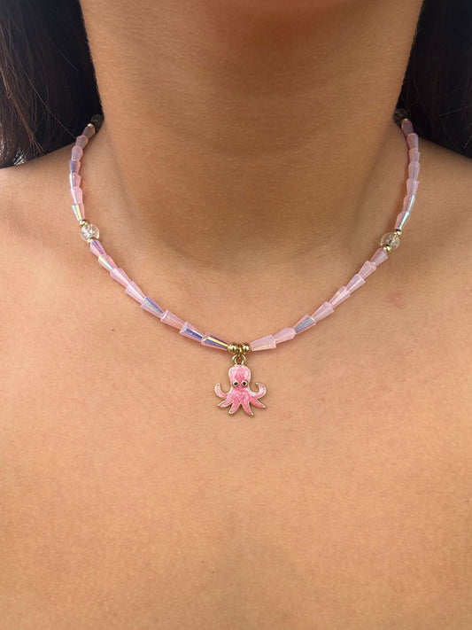 Pink octopus Necklace